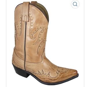Smoky Mountain Willow Leather Boot with Studs Beige Western Cowboy Women SZ 7.5